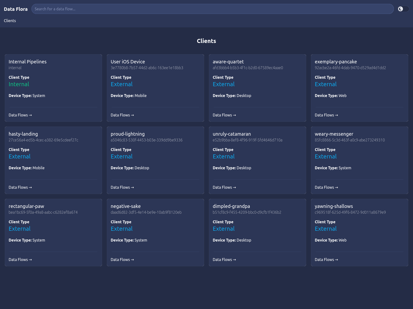 data flora example ui