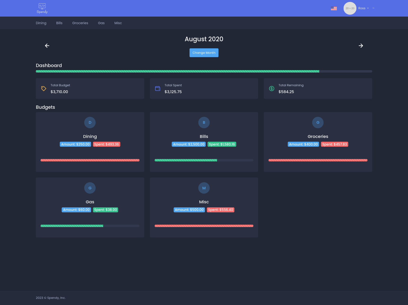 spendy v2 dashboard